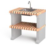 Movelar - tréteau latéral avec évier et robinet alcoa plus xl pour barbecue en béton préfabriqué (gris, ... Movelar - tréteau latéral avec évier et robinet alcoa plus xl pour barbecue en béton préfabriqué (gris, ...