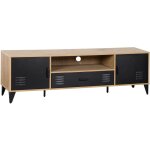 Bestmobilier ? meuble tv effet bois et m�tal noir 160 cm ? style industriel moderne ? rangement pratique ...