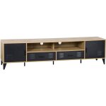 Tribeca - meuble tv - effet bois et m�tal noir - 200 cm