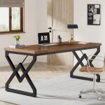 Tribesigns bureau, 160 x 80 x 75 cm grande table d'ordinateur de bureau avec plateau en bois extra - ...