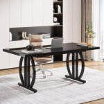 Tribesigns - bureau d'ordinateur, 160x80x75 cm table de bureau informatique, grand bureau avec pied g�om�triqu ...