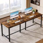 Tribesigns bureau d'ordinateur extra long 200 x 60 cm pour 2 personnes, double poste de travail, poste ...