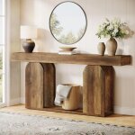 Tribesigns console bois, 160�30�85cm console d'entr�e base en u, 2 niveaux meuble d'entr�e pour entr�e, ...