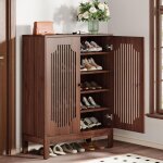 Tribesigns meuble � chaussures � 6 niveaux avec portes, organiseur de chaussures en bois avec �tag�res ...