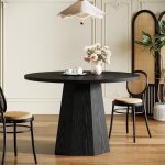 Tribesigns ? table de salle � manger ronde 118 cm ? 4 places ? panneaux de particules e1 ? base pi�destal ...