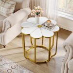 Tribesigns table d'appoint design fleur, 60 cm bout de canap� moderne en faux marbre, table de chevet ...
