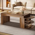 Table basse rectangulaire de 130 cm - grande table basse moderne en bois - table de cocktail pour salon, ...
