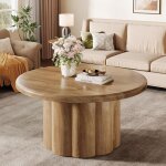 Tribesigns table basse ronde en bois de 80 cm - table centrale moderne en bois - table d'appoint pour ...