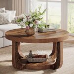 Tribesigns table basse ronde, table basse circulaire � 2 niveaux avec rangement, table centrale d'appoint ...