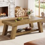 Tribesigns table basse, table de salon style campagne avec pieds en v, 120 x 60 cm table basse rectangulaire ...