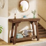 Tribesigns - table console de 105 cm avec rangement, 2 niveaux en bois, avec tagre, ferme troite, ...