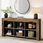 Tribesigns table console de 160 cm de long, table d'entre en bois rustique avec 6 cubes de rangement, ...