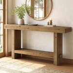 Tribesigns table console en bois massif, extra longue de 160 cm, console d'entr�e �troite � 2 niveaux ...