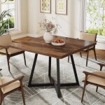 Tribesigns - table de cuisine pour 4 personnes, table de salle  manger petite avec pied mtallique design ...