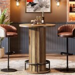 Tribesigns table haute ronde de 100 cm de haut, table de bistrot, plateau de table 80 x 80 cm, pour cuisine, ...