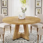 Tribesigns table de salle � manger ronde en bois pour salle � manger, table de cuisine de 120 cm pour ...