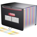 Trieur accordeon a4 24 compartiments avec couvercle, rangement papier administratif, range document trieur ...
