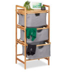 Trieur de linge en bambou avec 3 paniers