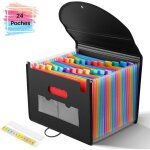 Trieur  soufflets classeur rangement papier chemise trieur plastique 24 compartiments avec couvercle ...