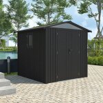 Trigano - abri de jardin mtal anthracite 4. 37 m + kit d'ancrage