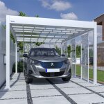 Trigano - carport aluminium blanc libeccio + 5 claustras - 16 m² Trigano - carport aluminium blanc libeccio + 5 claustras - 16 m²