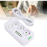 Trimec - bloc multiprise europen 3 prises 4 ports usb 1 type c avec cble de 2m -