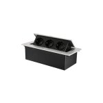 Prise encastrable escamotable avec 3 prises pour plan de travail, comme prise de table ou prise au sol ...