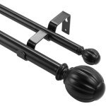 Tringle a rideau double barre a rideau extensible 92 - 183 cm avec embouts ronds robuste en fer charge ...