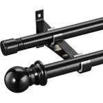 Tringle � rideaux double extensible en m�tal pour rideaux � ?illets, occultants, voilages - noir - 76 ...