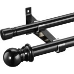 Tringle � rideaux double extensible en m�tal pour rideaux � ?illets, occultants, voilages - noir - 76 ...