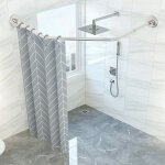 Tringle  rideau de douche d'angle en acier inoxydable ajustable et courbe salle de bain