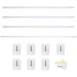 Tringle rideau extensible 4 pi�ces avec crochets adh�sifs - sans per�age, pour douche et armoire (40 ...