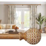 Tringle � rideaux extensible 80 - 148 cm, 25 mm, en m�tal, aspect bois, style boh�me, embouts d�coratifs, ...