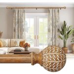 Tringle � rideaux extensible 80 - 148 cm, 25 mm, en m�tal, aspect bois, style boh�me, embouts d�coratifs, ...