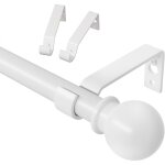 Tringle � rideau extensible blanc 80 - 157 cm support m�tal 5 / 8  dias - kit ajustable voilage fen�tre, ...