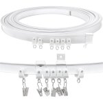 Tringle à rideau, rail de plafond flexible pour baies vitrées, environ 5 m, pliable, courbé, support ... Tringle à rideau, rail de plafond flexible pour baies vitrées, environ 5 m, pliable, courbé, support ...