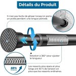 Tringle  rideau sans perage extensible 70 - 120 cm - barre de douche  tension  ressort noir, installation ...