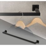 Tringle  vtements rectangulaire, p12 x l110 cm, noir, acier inoxydable, tringle de penderie forme de ...