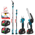 Tronconneuse avec perche 8 pouces & secateur electrique telescopique 25 mm, 3 en 1 �lagueuse sur perche ...