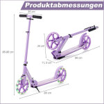 Trottinette pliable, trottinette de ville r�glable en hauteur, capacit� de charge de 100 kg, violet