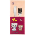 Trousse a couverts adaptee aux enfants en feutre avec motif chat