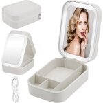 Trousse maquillage avec miroir led lumineux, trousse de toilette en cuir tanche avec compartiments, ...