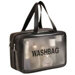 Trousse de maquillage transparente en pvc imperm�able, grande trousse de toilette de voyage transparente ...