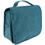 Trousse de toilette polyester rabat scratch a suspendre imprimee zippee - bleu canard tendance