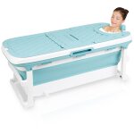 Tubiaz - swanew baignoire pliable pour adulte avec couverture mobile baignoire portable plastique - 132x60x50c ...
