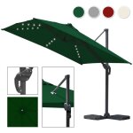 Tubiaz - swanew parasol jardin dport, parasol parapluie - alu - 360 rotatif - 3 x 3 m - avec led - ...