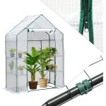 Swanew serre de jardin avec tagres 143x73x195cm blanc - bche renforce 135g / m, fentre moustiquaire, ...