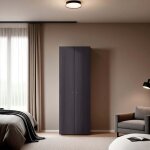 Tuhome armoire haute � 2 portes world, 4 �tag�res, rangement vertical, chambre � coucher, weng�