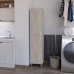 Tuhome concept - tuhome armoire haute de rangement lawen, une porte, 3 crochets  balais