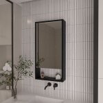 Tuhome concept - armoire de toilette mariana, moderne, avec tagre ouverte noir